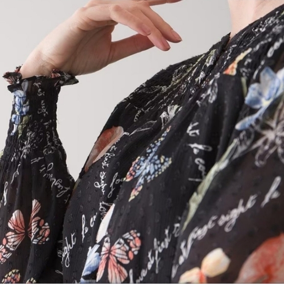 White House Black Market sz small black floral dress Love At First Sight - Picture 3 of 8